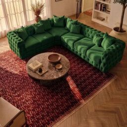 Sofaya Monaco Chesterfield 6 Seater Chaise Sofa Green Velvet L Shaped Corner Chaise- Left Hand Deep Buttoned Upholstery Couch Lounge - thumbnail 4
