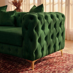 Sofaya Monaco Chesterfield 6 Seater Chaise Sofa Green Velvet L Shaped Corner Chaise- Left Hand Deep Buttoned Upholstery Couch Lounge - thumbnail 2