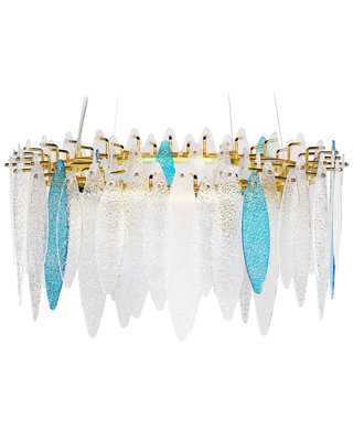 Wyld And Coco Luxe Chandelier Pendant Lamp - Multicolour Glass Shades, Gold Iron Frame, 60Cm Diameter, 120Cm Drop - image 1