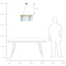 Wyld And Coco Luxe Chandelier Pendant Lamp - Multicolour Glass Shades, Gold Iron Frame, 60Cm Diameter, 120Cm Drop - thumbnail 8