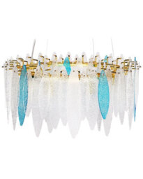 Wyld And Coco Luxe Chandelier Pendant Lamp - Multicolour Glass Shades, Gold Iron Frame, 60Cm Diameter, 120Cm Drop - thumbnail 1