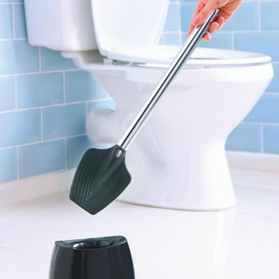 Bristle-Free Toilet Brush, Flexible Tpr Head, Hygienic, Drip-Free, With Storage Pot, L41Cm - image 1