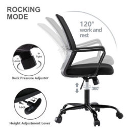 MCC Direct Mesh Back Office Chair On Castor Wheels - Black - thumbnail 6