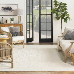 Ivory Geometric Modern Wool Rug For Living Room Bedroom & Dining Room-259Cm X 351Cm - thumbnail 1