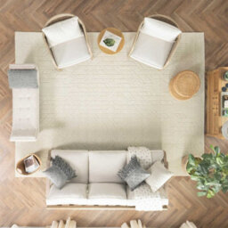 Ivory Geometric Modern Wool Rug For Living Room Bedroom & Dining Room-259Cm X 351Cm - thumbnail 3