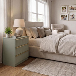 Fwstyle Lania Green 3 Drawer Chest Of Drawers Modern Scalloped Design