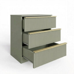 Fwstyle Lania Green 3 Drawer Chest Of Drawers Modern Scalloped Design - thumbnail 5