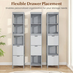 Gainoom Tall Bathroom Storage Cabinet Grey Narrow Freestanding Floor Cabinet Slim Wooden Linen Tower - thumbnail 8