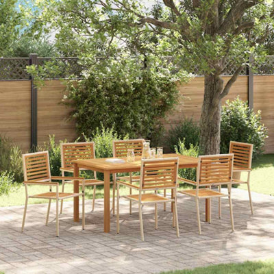 Berkfield Garden Dining Set 7 Pcs Beige Poly Rattan - image 1