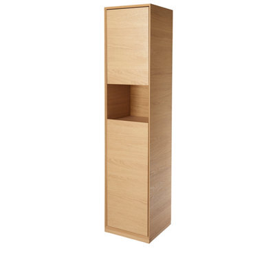 GoodHome Avela Tall Matt Oak Effect Bathroom Single Cabinet (H)170Cm (W)40Cm - image 1