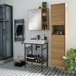 GoodHome Avela Tall Matt Oak Effect Bathroom Single Cabinet (H)170Cm (W)40Cm - thumbnail 7