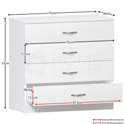 Lassic Vida Designs Riano White Trio Bedroom Furniture Set - Bedside Table, Drawer Chest, Wardrobe - thumbnail 3