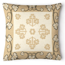 Ashley Mills Classic Floral Chenille Square Cushion, Decorative Sofa Throw Cushion With Zip Closure, Durable Chenille Weave - Cream - thumbnail 1