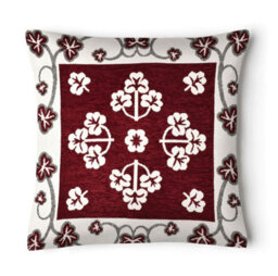 Ashley Mills Classic Floral Chenille Square Cushion, Decorative Sofa Throw Cushion With Zip Closure, Durable Chenille Weave - Cream - thumbnail 2
