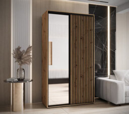 Arte Sapporo Ii Sleek Oak Artisan Mirrored Sliding Door Wardrobe - Smart Storage Solution (H)2050mm (W)1400mm (D)600mm - thumbnail 1