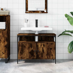 Walplus Bathroom Sink Cabinet Smoked Oak 80X30X60 Cm Engineered Wood - thumbnail 3