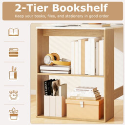 Costway Writing Desk With Storage Shelves Modern Wooden 112 X 60 Cm Office Desk-White - thumbnail 8