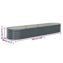 Berkfield Garden Raised Bed 320X80X44 Cm Galvanised Steel Grey - thumbnail 8