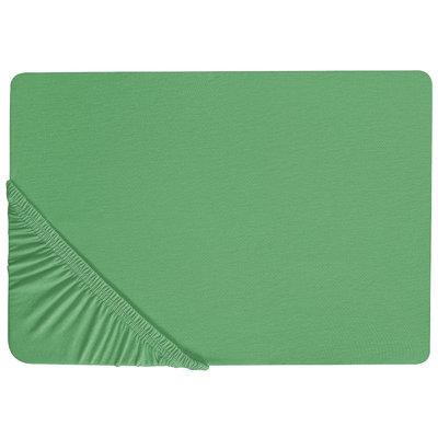 Beliani Fitted Sheet Janbu Cotton 140 X 200 Cm Green - image 1