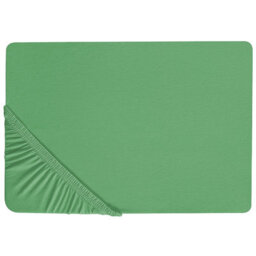 Beliani Fitted Sheet Janbu Cotton 140 X 200 Cm Green - thumbnail 1