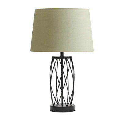 Lighting Supermarket Ashleigh Black (No Glass) Table Lamp With Sage Green Shade - image 1