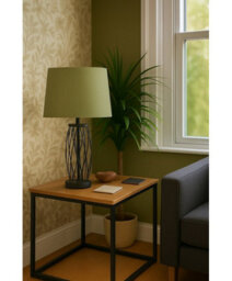 Lighting Supermarket Ashleigh Black (No Glass) Table Lamp With Sage Green Shade - thumbnail 5