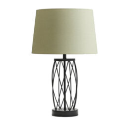 Lighting Supermarket Ashleigh Black (No Glass) Table Lamp With Sage Green Shade - thumbnail 1
