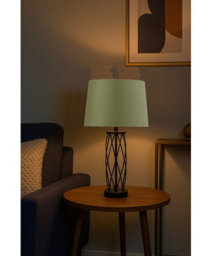 Lighting Supermarket Ashleigh Black (No Glass) Table Lamp With Sage Green Shade - thumbnail 6