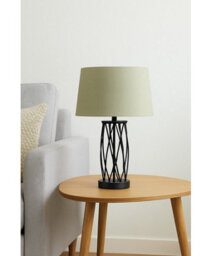 Lighting Supermarket Ashleigh Black (No Glass) Table Lamp With Sage Green Shade - thumbnail 7