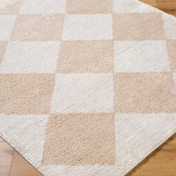 Livabliss Fossay Shaggy-Washable Beige High Pile Diamond Living Bedroom Rug 140 X 200 Cm Easy Care, Non Shedding - thumbnail 6