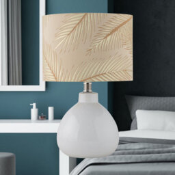 First Choice Lighting Tuscan White Ceramic Lamp With Tropical Champagne Shade - thumbnail 6