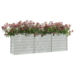 Berkfield Practical Garden Raised Bed 240X40X77 Cm Galvanized Steel Silver - thumbnail 3