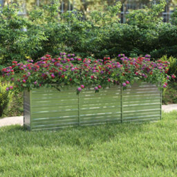 Berkfield Practical Garden Raised Bed 240X40X77 Cm Galvanized Steel Silver - thumbnail 2