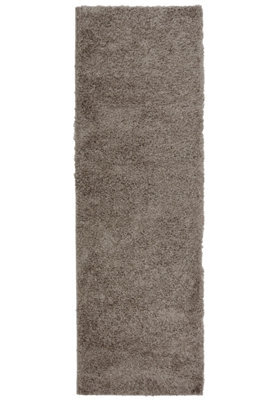 Melrose Venus Shaggy Dark Natural High Pile Runner Rug 067/200Cm - image 1