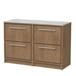 Hudson Reed Lille Floorstanding Four Drawer Contemporary Vanity Unit With Marble Worktop In Antique Oak, 1210 X 460mm - thumbnail 1