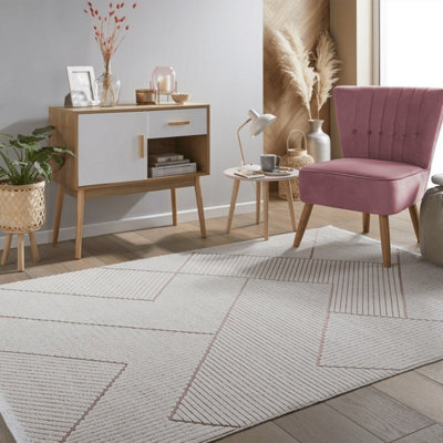 Pink Outdoor Rug, Geometric Striped Stain-Resistant Rug For Patio Decks, 3mm Modern Outdoor Area Rug-160Cm X 220Cm - image 1