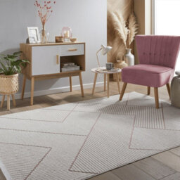 Pink Outdoor Rug, Geometric Striped Stain-Resistant Rug For Patio Decks, 3mm  Modern Outdoor Area Rug-160Cm X 220Cm - thumbnail 1