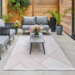 Pink Outdoor Rug, Geometric Striped Stain-Resistant Rug For Patio Decks, 3mm  Modern Outdoor Area Rug-160Cm X 220Cm - thumbnail 4