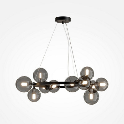 Luminosa Lighting Luminosa Maytoni Dallas Modern 1 Globe Pendant Ceiling Light Black, Smoky Shade, G9 - image 1