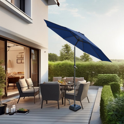 Sundaze 3M Blue Garden Parasol Umbrella Sun Shade Canopy With Hand Crank Tilt Function - image 1
