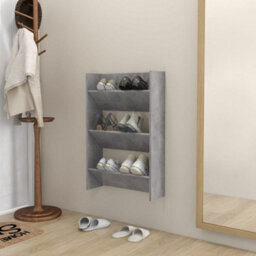 Berkfield Wall Shoe Cabinet Concrete Grey 60X18X90 Cm Engineered Wood