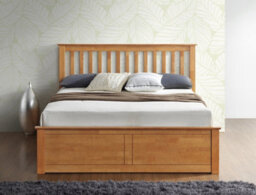 Bedmaster Malmo Oak Wooden Ottoman Bed And Super Ortho Orthopaedic Mattress Double - thumbnail 3