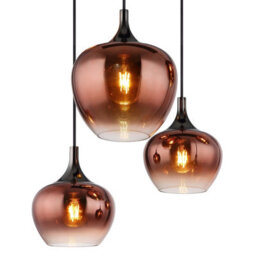 Luminosa Lighting Luminosa Maxy Cluster Pendant Ceiling Light Matt Black Copper Glass Shade 6X E27 - thumbnail 4