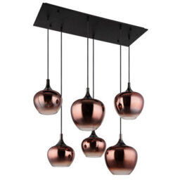 Luminosa Lighting Luminosa Maxy Cluster Pendant Ceiling Light Matt Black Copper Glass Shade 6X E27 - thumbnail 2
