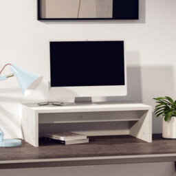 Berkfield Monitor Stand White 50X27X15 Cm Solid Wood Pine - thumbnail 3