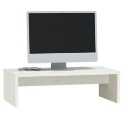 Berkfield Monitor Stand White 50X27X15 Cm Solid Wood Pine - thumbnail 4