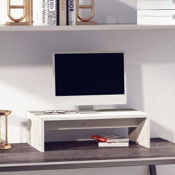 Berkfield Monitor Stand White 50X27X15 Cm Solid Wood Pine - thumbnail 1