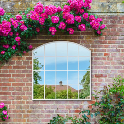 Mirroroutlet The Arcus White Framed Arched Window Garden Mirror 100Cm X 100Cm. - image 1