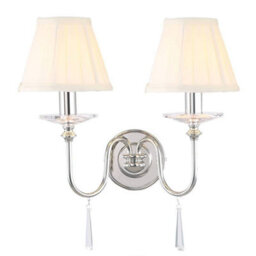 Elstead Finsbury Park 2 Light Indoor Candle Wall Light Polished Nickel, E14 - thumbnail 2