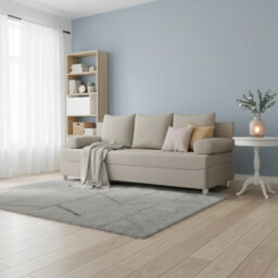 Dover Sofa Bed With Fold Out Sleeping Function Storage Upholstered Modern Design Includes Cushions Cream - thumbnail 2